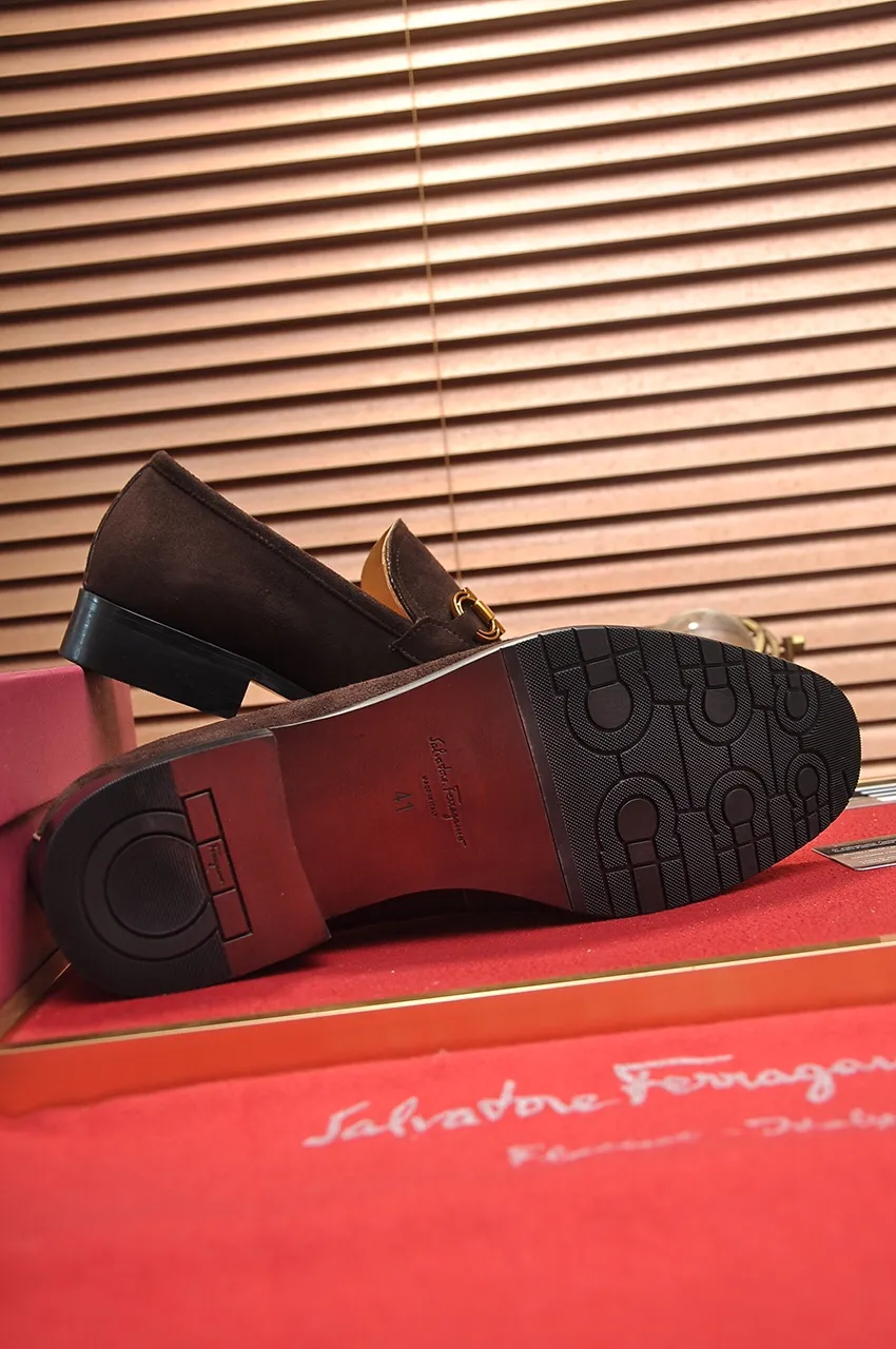 Men's shoes 💰500💶[Ferragamo/Ferragamo] The latest model in the counter. Original imported high-quality cowhide with open edges + imported 🐂 water-dyed cowhide lining + original luxury metal buckle + original combined outsole. Comparison without pressure 38--45 (45 is custom-made and cannot be returned or exchanged)
